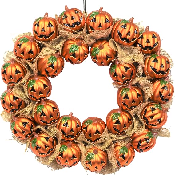 Tree Buddees Jack-O-Lantern Pumpkin Halloween Wreath Decoration