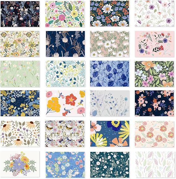 Nihuecne 24 Pack Blank Cards and Envelopes, Floral Design Greeting Cards