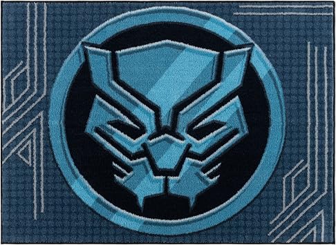 Gertmenian Marvel Black Panther Indoor Area Rug - 3x5 Small, Non-Slip, Ideal for Children in Bedroom, Game Room, Classroom, Nursery or Play Area - Black/Blue, 19867