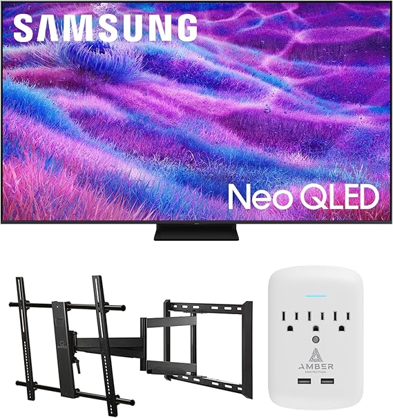 Samsung QN55QN80FAFXZA 55 Inch Neo QLED QN80F Series Supreme UHD 4K TV with a Walts Large/Extra Large Full Motion Mount and Amber Protection 3-Outlet-Surge Surge Protector (2025)