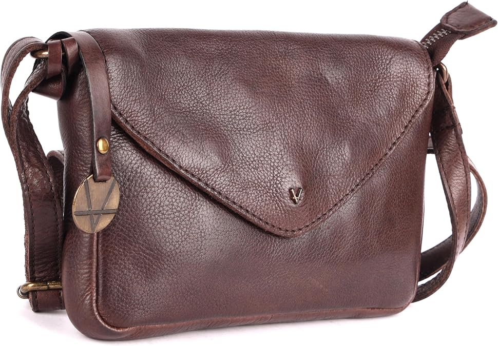 Genuine Italian Leather Small Crossbody Sling Bag RFID Protected Trendy Casual Office with Adjustable Strap