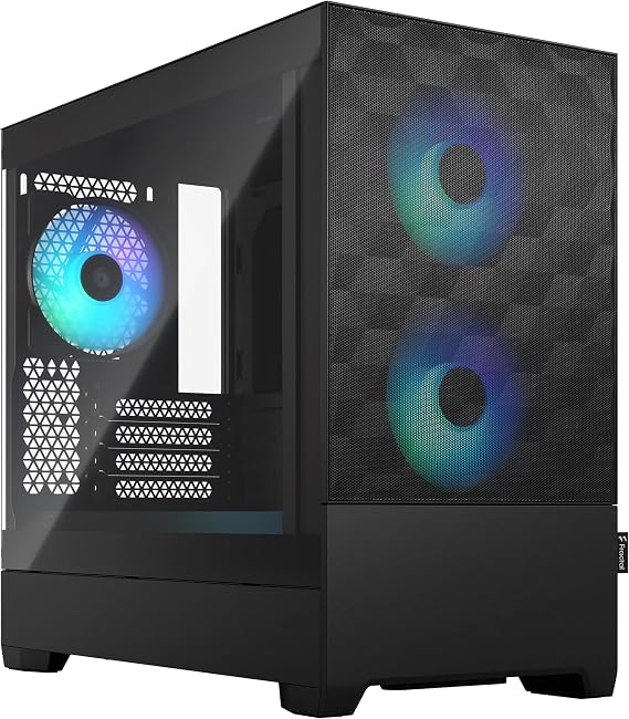 Fractal Design Pop Mini Air RGB Black - Tempered Glass Clear Tint - Honeycomb Mesh Front – TG side panel - Three 120 mm Aspect 12 RGB fans included – mATX High Airflow PC Gaming Case