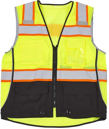 16515-38-6 Premium Surveyor Vest with Pockets and Black Bottom, Miviz Class 2, 3X-Large, Orange