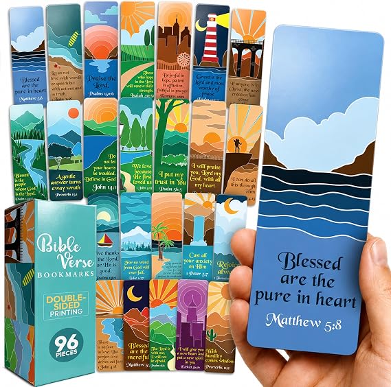 96 Christian Bible Bookmark with Bible Verses for Kids & Adults