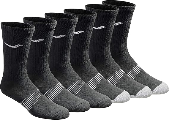 Saucony Men's RunDry Mesh Ventilating Comfort Fit Performance Crew Socks, Available in L-XL (3, 6, 12 Pairs)