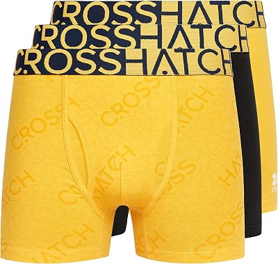 Crosshatch Mens Typan Boxer Shorts Pack of 3 XL Yellow, Yellow, X-Large