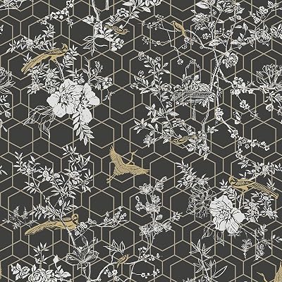 Muriva Lipsy Himara Wallpaper CharcoalGold 144071