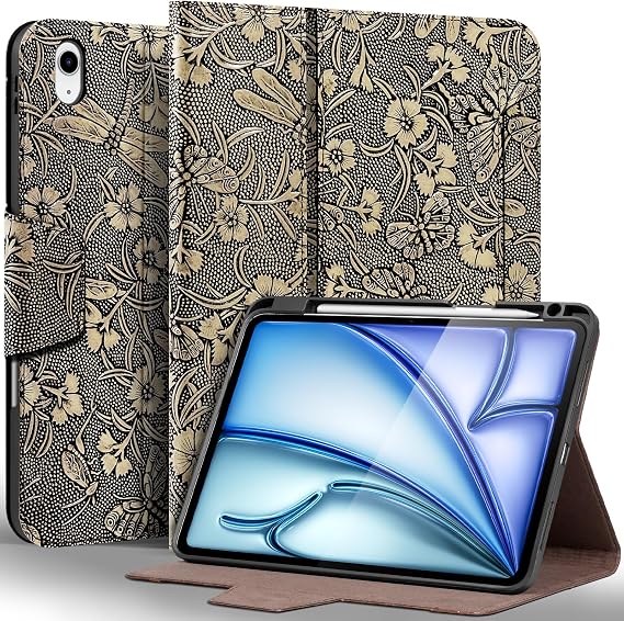 Gexmil Leather Case for iPad Air 11 Inch M4/M3/M2,10.9 Inch,Butterfly Gray