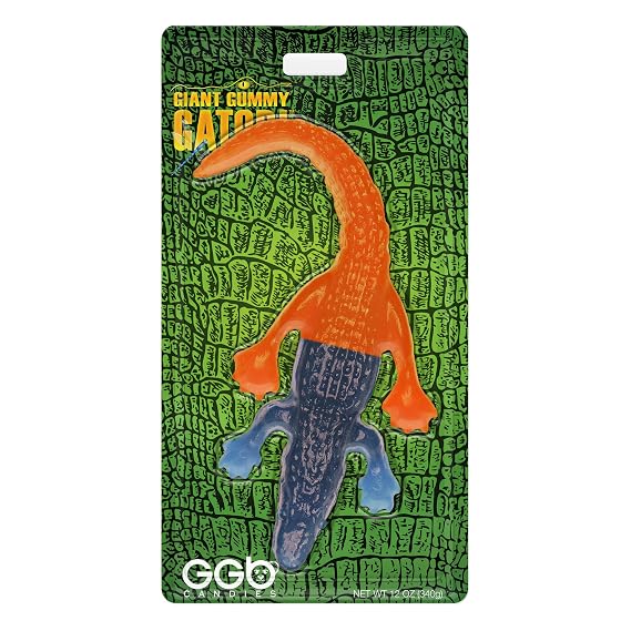 Giant Gummy Gator - Delicious, Satisfying Candy Creation with Big Flavor from GGB Candies! (Blue Raspberry/Orange, 12 Ounce)