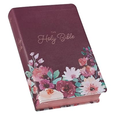 KJV Holy Bible, Giant Print Standard Size Faux Leather Red Letter Edition - Thumb Index & Ribbon Marker, King James Version, Printed Purple Floral KJV Standard GP Editions Imitation Leather Large Print, July 1, 2021