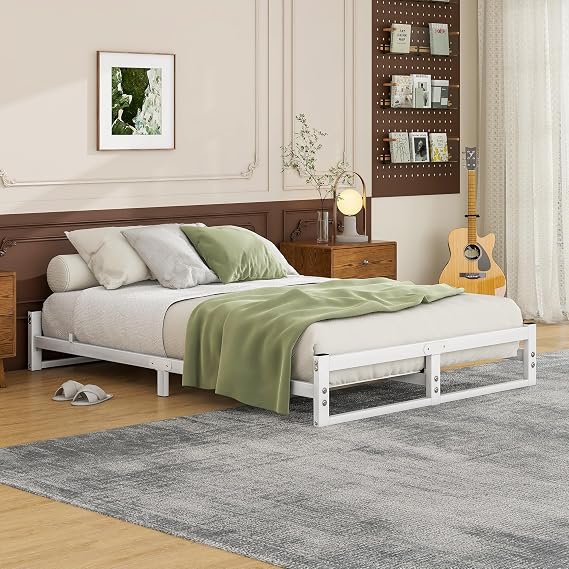 6Inch Full Size Bed Frame,Metal Platform Bed Frame Full Size,White