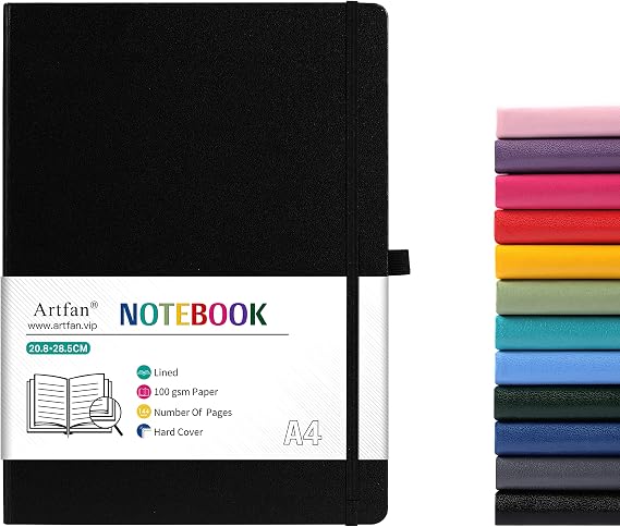 A4 Notebook - Notebook A4 with Premium Paper, Hardcover - BLACK