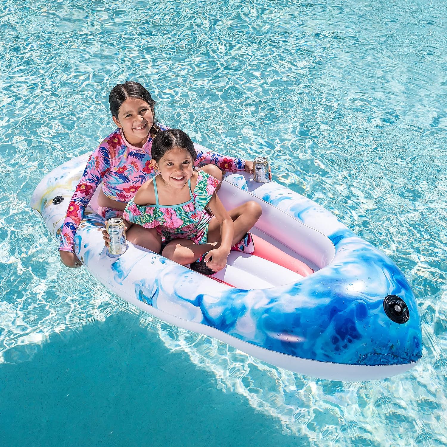 Inflatable Boat Swimming Pool Float for Kids and Adults Summer Water Float Toys 67x34Lounge Raft White
