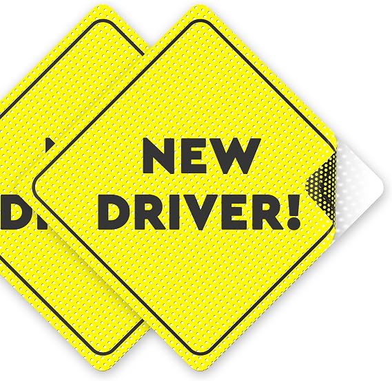ASSURED SIGNS New Driver Sticker for Car Window, 2 Pack, 5" x 5"
