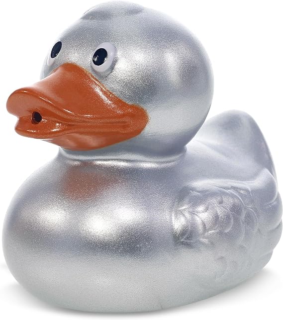Dollibu Metallic Silver Duck Bath Buddy Squirter Kids Bathroom Accessories