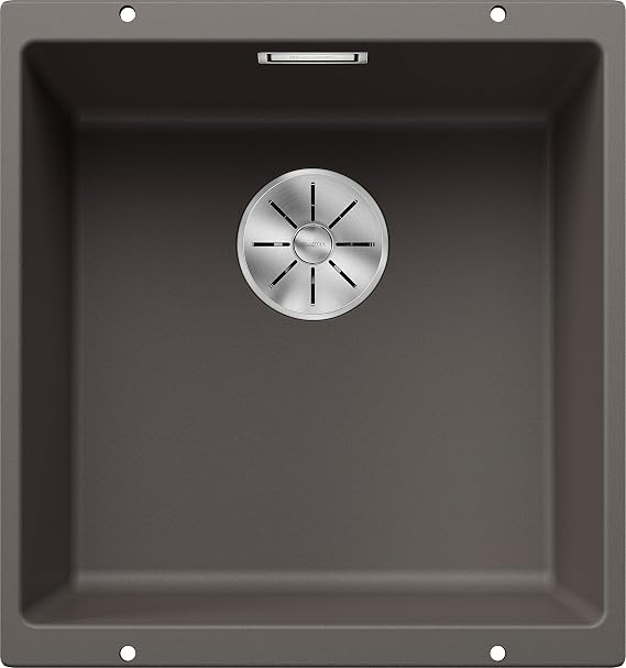 BLANCO SUBLINE 400-U | SILGRANIT Sink in Volcano Grey | Installation Type: undermount Installation | for 50 cm Wide Base cabinets | One Cut-Out and only one Installation | [43x46x20.2 cm]
