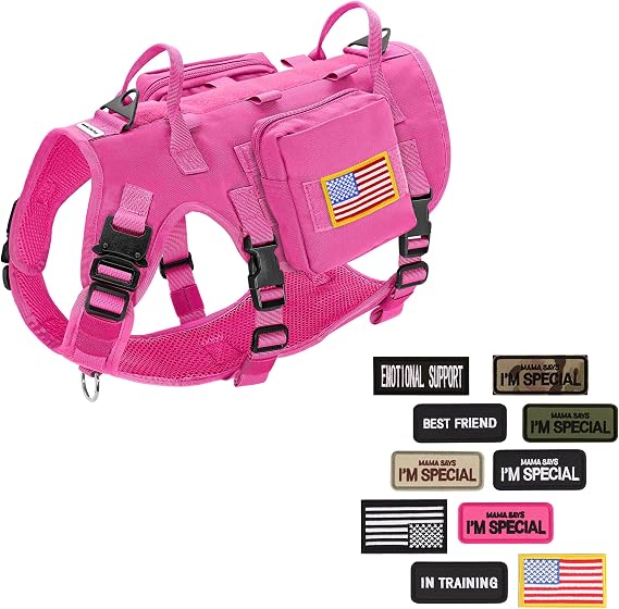 Forestpaw Tactical Dog Harness,Backpack and Service Dog Patches for Medium Large Dogs Training Walking Running