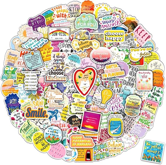 300PCS Motivational Stickers, Inspirational Words Decals | Encouraging, Positive Affirmation Stickers for Teens Adults Students, Vinyl, For Water Bottles Laptops Scrapbooks Journals