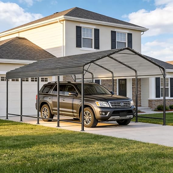 12x20 FT Metal Heavy Duty Carport Canopy