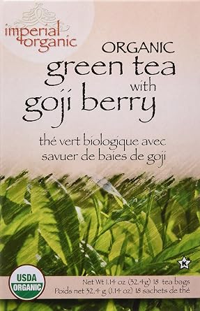 Uncle Lee's Tea Imperial Organic, Green Tea With Goji Berry, 18 Tea Bags, 1.14 oz (32.4 g)