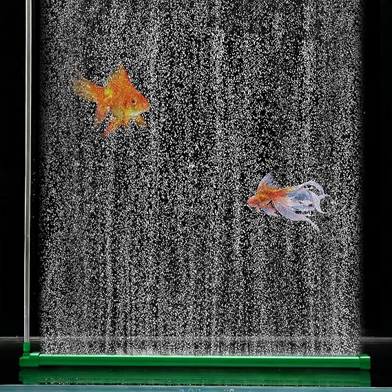 Aquarium Air Bubble Bar, 14.1 Inch Double Row Fine Micro Air Bubble Curtain Wall, Self-Sinking Design High Dissolved Oxygen Diffuser Fish Tank Bubbler for Freshwater Saltwater Hydroponics