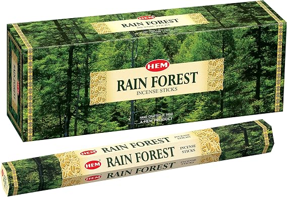 HEM Rain Forest Incense Sticks - (120 Sticks, 6 Boxes Inside) - 9 Inches Long, 20g per Box,Creating A Tranquil Atmosphere that Soothes The Mind and Elevates Your Senses.