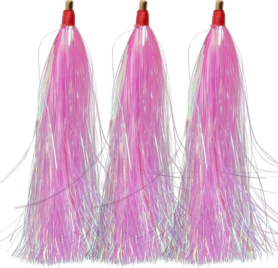 Bucktail Teasers Saltwater Mylar Fishing Skirts Flash Fishing Teaser Tail Flounder Rigs for Saltwater Plugs Fishing Lures