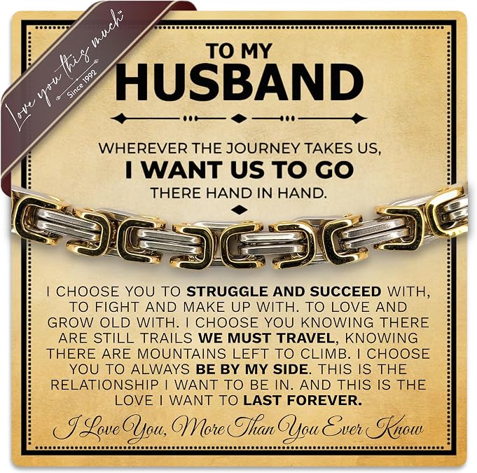 Love You This Much Jewelry Gift Set - Classic Steel Bracelet - Romantic Gift, Unique Husband Gifts