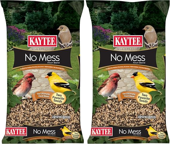 Kaytee No Mess Finch Seed and Nyjer Blend, Attracts Goldfinches, Chickadees, Junos, Finches and Other Wild Birds, 8 Pounds (Pack of 2)