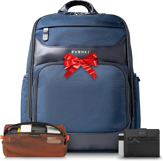 EVERKI Executive Travel Bundle2 17.3 Inch Onyx Laptop Backpack Navy (EKP132S17N), RFID Slim Wallet & Travel Cord Organizer, Office Computer Backpack & Accessories, Business Essentials for Men