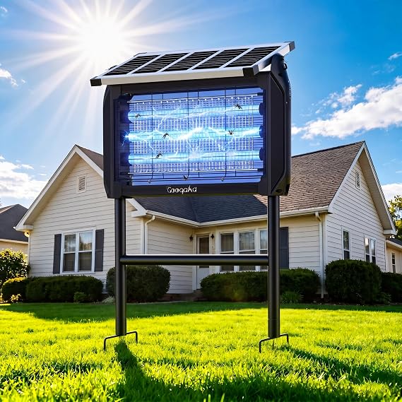 Solar Bug Zapper, 4000V UV Light, IPX5 Waterproof, USB-C Backup | 4000V/15W High Powered Electric Bug Zapper, LED Fly Light Trap, for Patio, Garden, Camping.