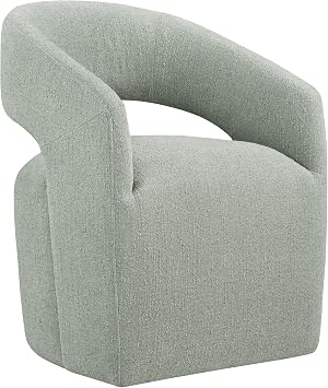 Upholstered Dining Chairs with Casters No Assembly Modern Barrel Armchair with Rollers for Diningroom Bedroom Livingroom Reading Room