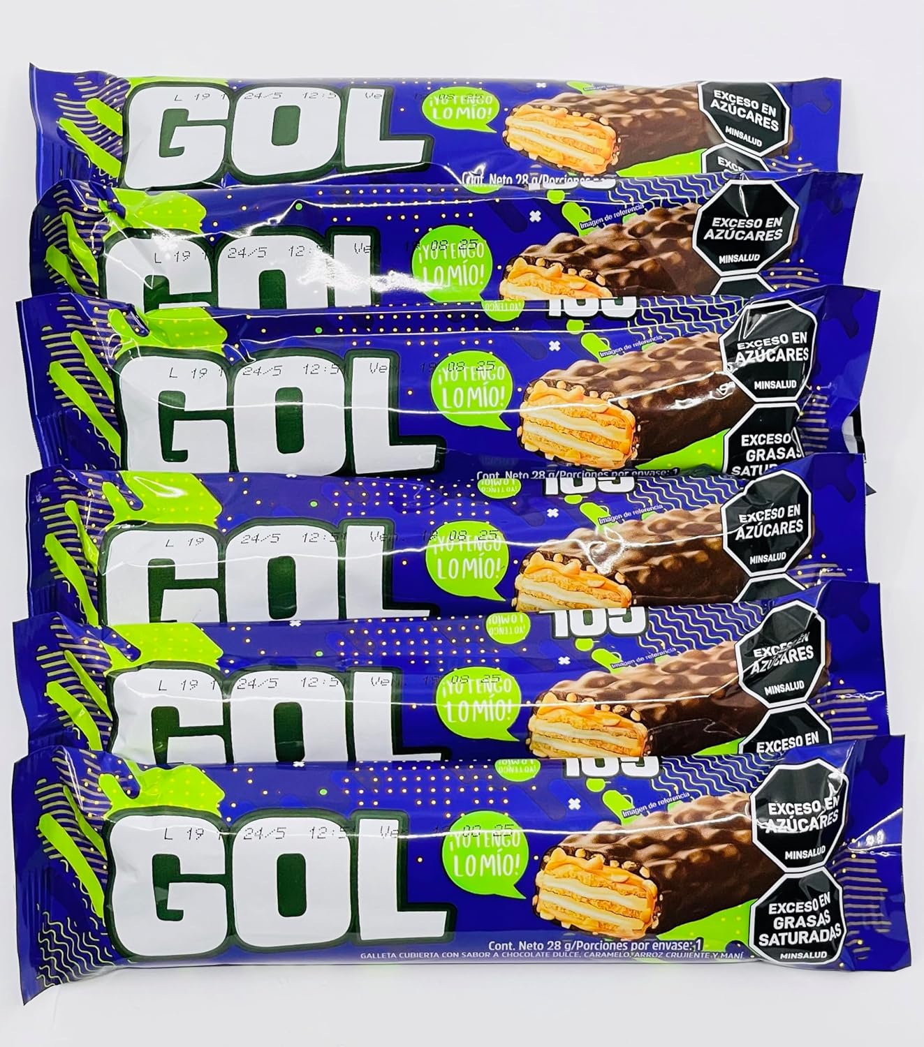 Chocolatina Gol Covered Wafer Cookies with Caramel Pack of 6, 28 g each - Imported from Colombia