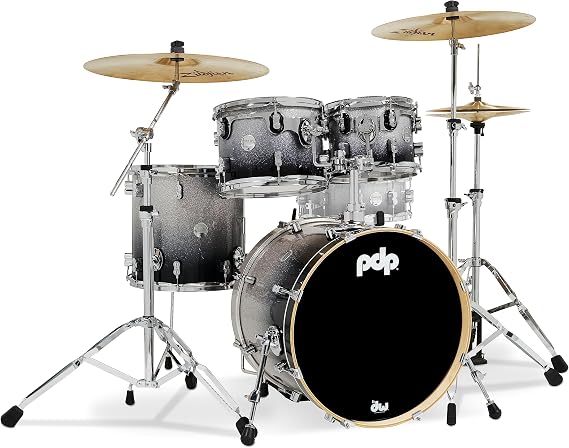 PDP Concept Maple 4-Piece Fusion Shell Pack, Silver/Black Fade
