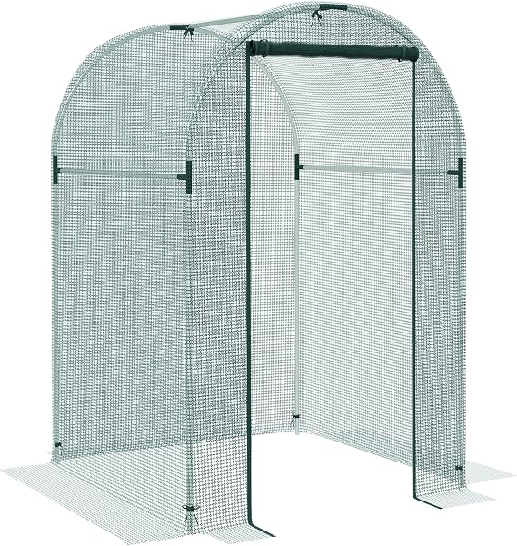 Outsunny 4' x 4' Crop Cage Plant Protection Tent with Zippered Door, Green