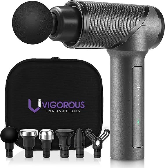 VI PRO Percussive Massage Gun Deep Tissue Percussion Massager with 6 Attachments. Handheld Massage Gun | Deep Tissue Muscle Massage Gun Therapy | Body Massager Gun