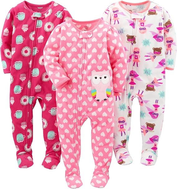 Simple Joys by Carter's Girls Loose-Fit Flame Resistant Fleece Footed Pajamas