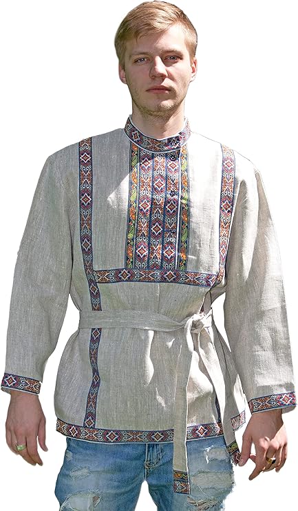 Russian shirt men traditional wear kosovorotka boho shirt ethnic folk Slavic clothing