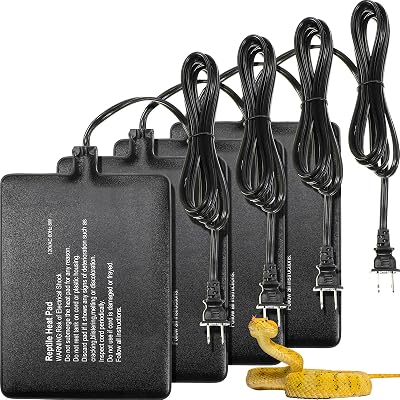 ROCEEI 4 Pcs 6 x 8 Reptile Heat Pad 8W 120V Under Tank Terrarium Heating Mat Heater Waterproof Hermit Crab Heating Pad for Turtle, Lizard, Frog, Snake, 10-20 Gallon Reptile Tank