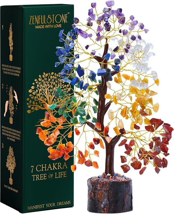 7 Chakra Crystal Tree Birthday Gifts for Women & Men Healing Crystal for Positive Energy, Home Decor Gift for Sister Birthday & Mom, Crystal Tree of Life Presents for Women, Bonsai Tree for Decoration