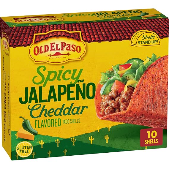 Old El Paso Spicy Jalapeno Cheddar Stand N Stuff Taco Shells, 10 ct, 5.4 oz