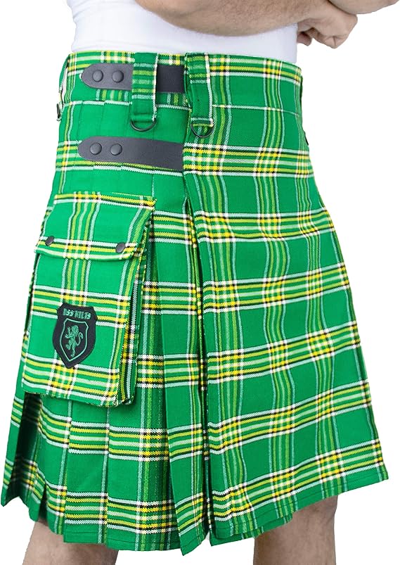 DSS KILTS- Tartan Utility Kilts for Men 13oz Tartan Kilt with Leather Straps and Large Cargo Pockets