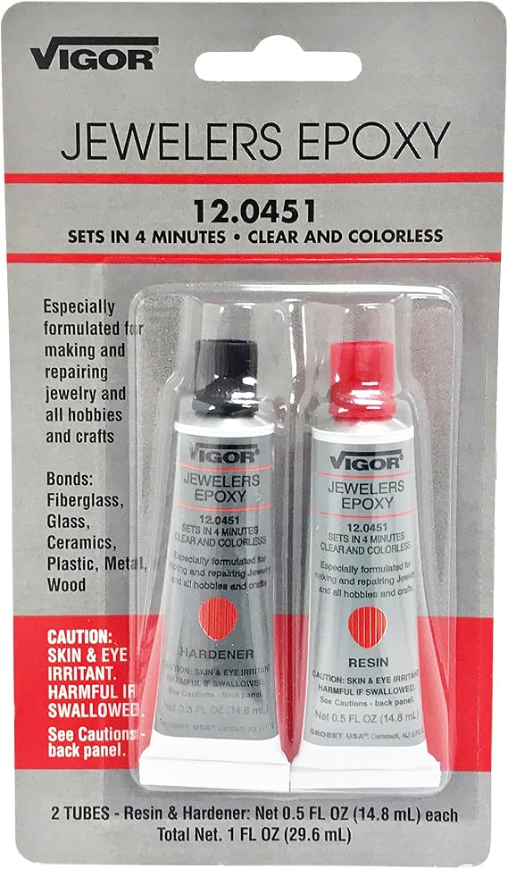 Vigor Jeweler's Epoxy 2 Step 12.0451 - Fast Setup Clear and Colorless - Resin and Hardener