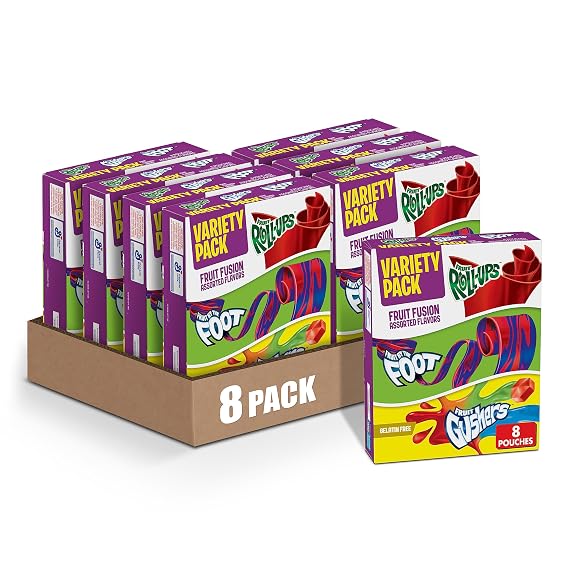 Fruit Roll-Ups, Fruit by the Foot, Gushers Snacks Variety Pack, 8 ct, 8 pk