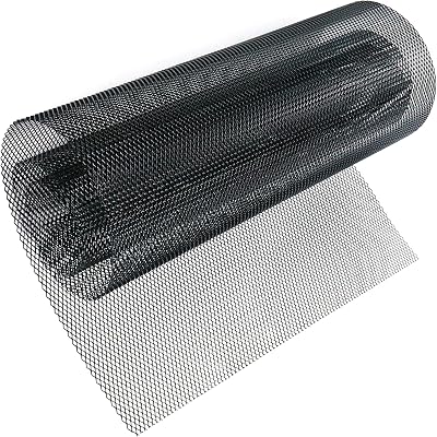 Modengzhe 47 x 15.7 inches Car Grill Mesh Sheet, Black Painted Aluminum Alloy Multi-functional Grille Mesh Roll 3 x 6 mm Rhombic Grids
