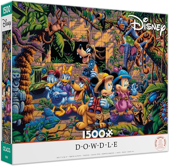 CEACO Mickey & Friends Exploring the Jungle Jigsaw Puzzle - 1500 Pieces, 38.5 x 26.5 in - Challenging Jigsaw Puzzles for Adults