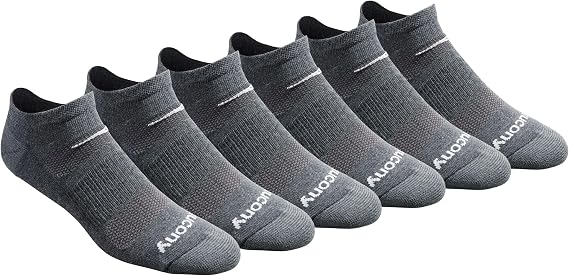 Saucony Men's RunDry Mesh Ventilating Comfort Fit Performance No-Show Socks, Available in M-XXL (6, 12, 18 Pairs)