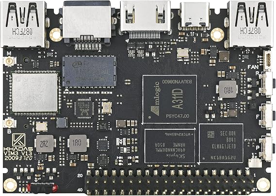 Khadas Single Board Computer, VIM3 Basic Amlogic A311D,Faster CPU,Neural Processing Unit for A.I.Switchable PCIe and USB 3.0,Dual Independent Displays,Dual Cameras(2+16GB)
