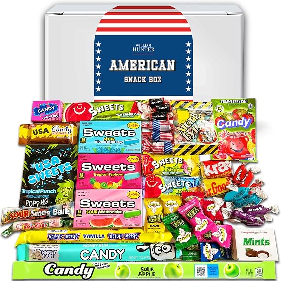 William Hunter American Sweets Gift Bag - Wide Selection Sweet Hamper, Great Value American Sweet Hamper for Children or Adults, Box of Iconic American Candy (Small)