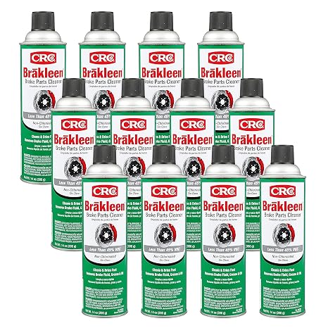 CRC Brakleen Brake Parts Cleaner Spray - Non-Chlorinated - 14 oz (12-Pack) | Fast-Drying Brake Cleaner, Degreasing & Removal of Oil & Grime from Automotive Brake Parts, Residue Free.